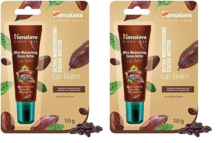Himalaya Lip Balm Mousturising Cocoa Tube Rich Butter Care 10g, brown (Pack of 2)
