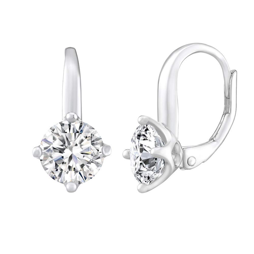 SILVEGO - LPS06207M - Women 925 Sterling Silver Earrings with Clear Cubic Zirconia 7 mm