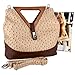 MG Collection Kora Ostrich Wood Triangle Top Handle Tote Purse, Tan, One Size