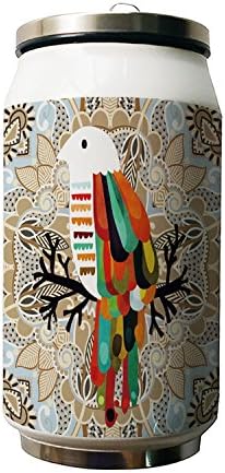 Okoukiu Colorful Bird In Flowers Background Double Vacuum Insulated Stainless Steel Water Bottle,280ml