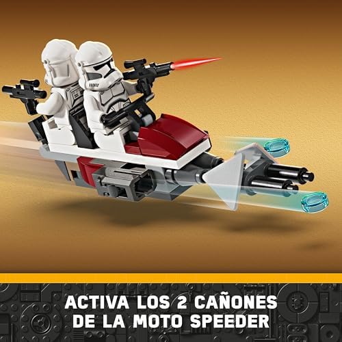 Star Wars Pack de Combate: Soldado Clon y Droide de Combate, Juguete Infantil, Moto Speeder de Juguete, Figura Tri-Droide y Puesto Defensivo, Regalo para Niños y Niñas de 7 Años o Más 75372