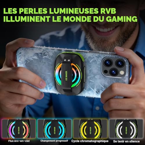 Mobile Phone Cooler for Games, Portable Magnetic Rechargeable Battery, Radiator for Mobile Phones, Fun Cooler for iPhone Series, iPad Pro, TikTok Live (Green)