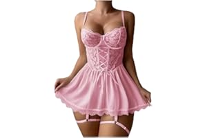 Lace Babydoll Babydoll with Bustier, Flare Skirt and Adjustable Straps Santé Beauté J-elle