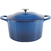 MARTHA STEWART Gatwick 7-Quart Enamel Cast Iron Dutch Oven Pot with Lid – Classic Blue – Durable Heavy-Duty Dutch Oven for Slow Cooking, Braising & Baking