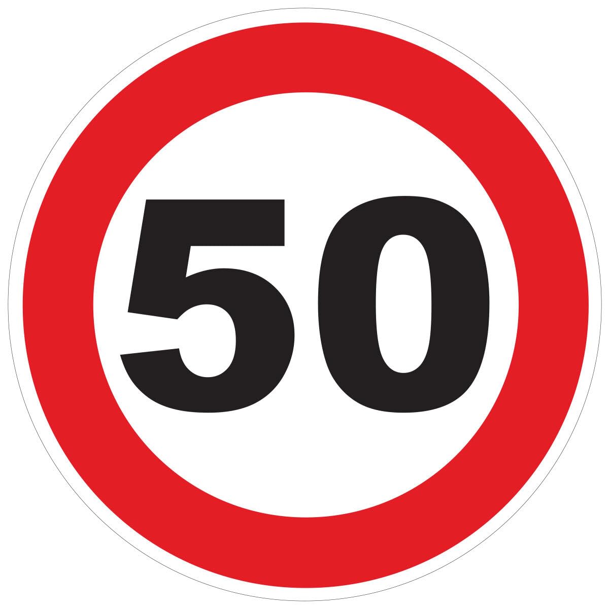 Red Circle Speed Limitation Sticker - Tractor Truck Speed Limitation Disc - 50 km/h - 15 cm Diameter