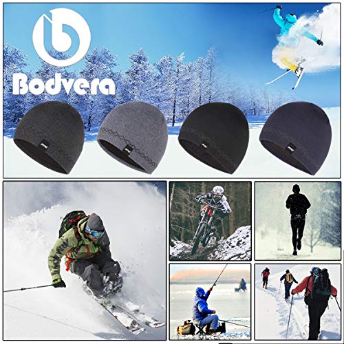 Bodvera Mens Winter Warm Knit Beanie Hats Tactical Fleece Plain Toboggan Ski Skull Cap, (Carbonarius) - Thumbnail 7