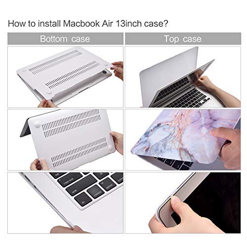 MacBook Air 13 Inch Case, TeenGrow Rubberized Protective Hard Laptop Case Shell Set for Mac Air 13" (Model: A1369/A1466) (Deep Pink Marble-New)