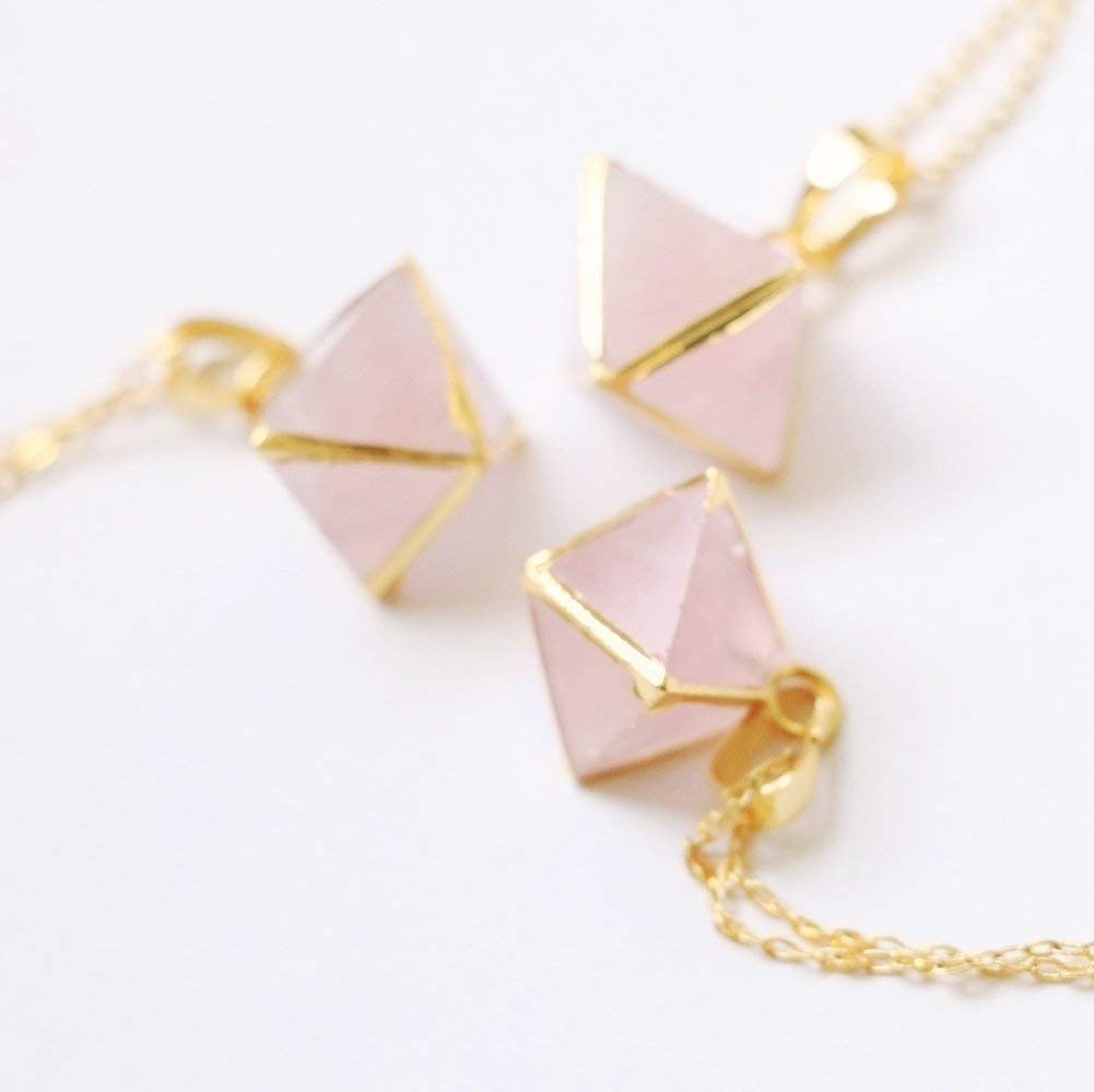 Rose Quartz Necklace Raw crystal necklace natural crystal
