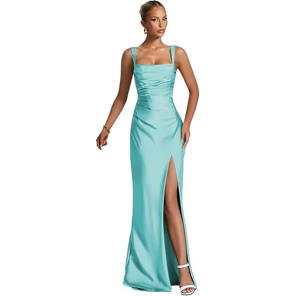 satin spaghetti strap mermaid bridesmaid dress Rose Gold Mermaid V Neck Cheap Long Bridesmaid Dresses Online, WG367 –  SposaDresses