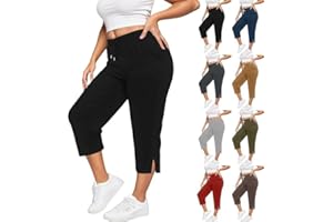Women's Plus Size Capri Pants Drawstring Elastic Waist Casual Loose Fit Yoga Sweatpants Activewear with Pockets
