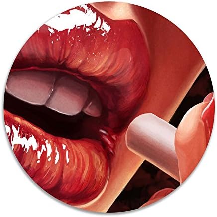 ZHYPMNU Anti Slippery Soft Red Lips Smoke Seat Cushion Rug Round Car Chair Cushion Pad Slipcover