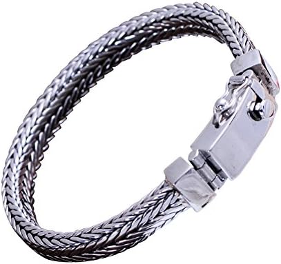 Jade Angel Vintage 925 Sterling Silver Wheat Chain Link Bracelet for Men