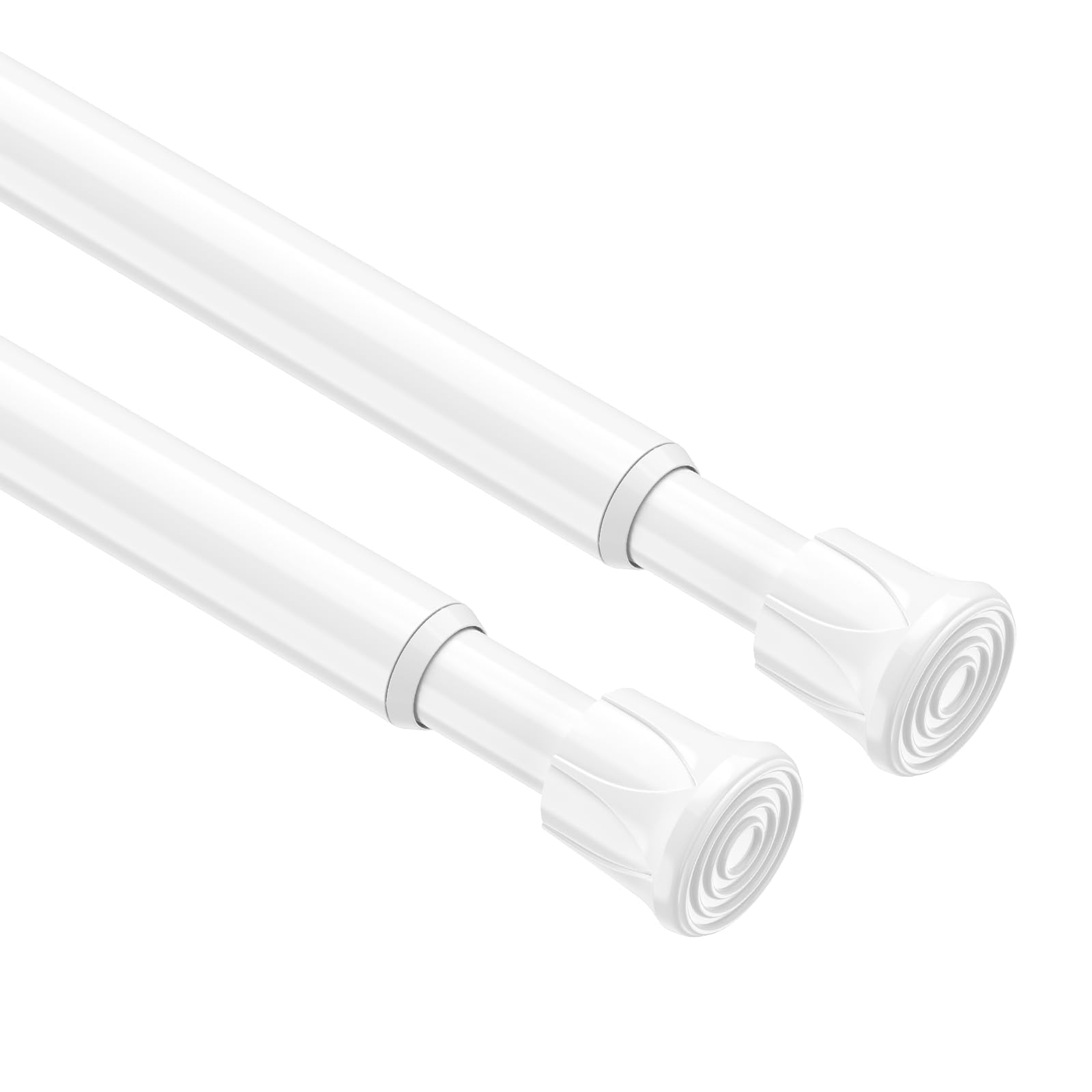 Photo 1 of 2 Pack Spring Tension Rods 16-28 Inches,5/8" Diameter White Spring Load Adjustable Expandable,Small Short Tension Curtain Rod for Windows,Kitchen,Doorway,Bathroom,Cupboard Bars