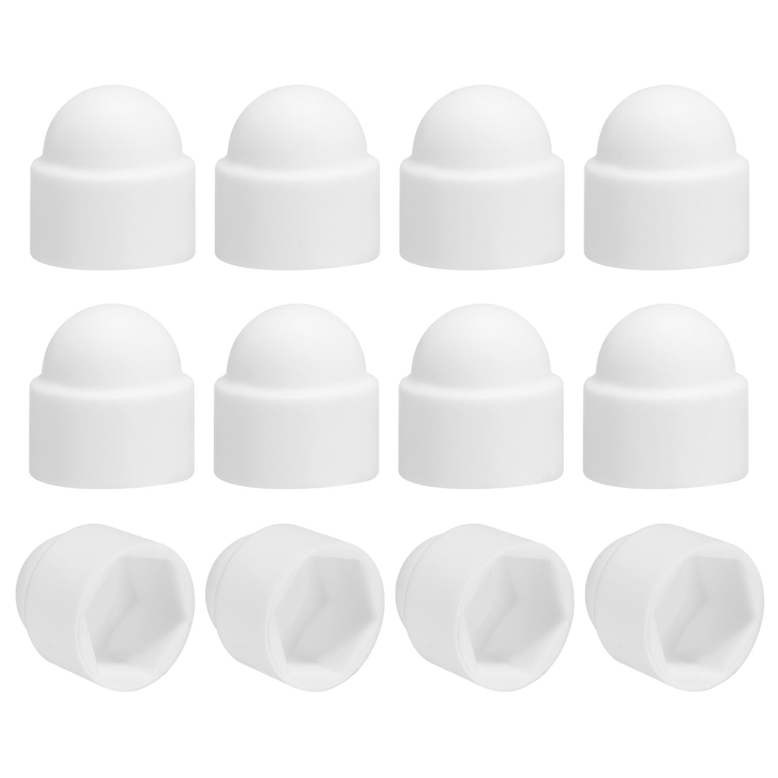 Photo 1 of uxcell 12Pcs Hex Nut Cover, M8x12x15mm Plastic Dome Nut Protection Cap Hex Screws Bolt Covers for Indoor Outdoor Furniture Automotive Bolts Decoration, White