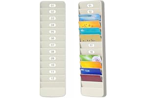 Japard Badge Rack Wall Mount 12 Card Holder to Keep Swipe Cards, Room VIP ID Lightweight Durable Plastic, Gray 12 Slots