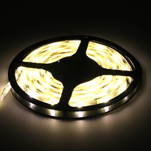 iShining 12V Flexible LED Strip Lights, Warm White LED Flash Strip Light,waterproof Super Bright 300 Units 5050 LEDs,Pack of 16.4Ft/5M for Garden, Home, Aquarium, Car, Bar, DIY Party (Warm White)