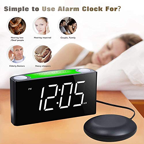 Extra Loud Alarm Clock with Bed Shaker, 0100 Dimmer, Vibrating Alarm