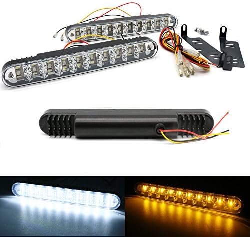 USUN 2pcs 12V 30 LED Daytime Running Light DRL Turn Signal Fog Light Indicator White&Amber