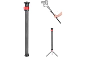 Koolehaoda Tripod Extension Pole Center Column Extender 28" Carbon Fiber Extender Tube Monopod Telescopic Stick Rod with 1/4"
