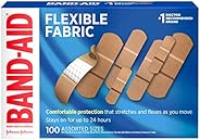 Band-Aid Brand Flexible Fabric Adhesive Bandages for Wound Care & First Aid, Assorted Sizes, 100 Ct, B