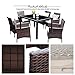 Wisteria Lane Outdoor Wicker Dining Set, 7 Piece Patio Dinning Table Brown Wicker Furniture Seating (Beige Cushions)