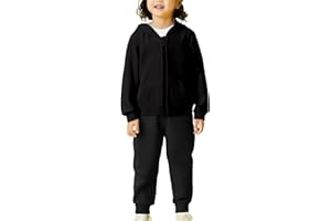 Boys Girls Sweatsuit Set 2 Piece Zip-Up Hooded Sweatshirts Crewneck Tops Jogger Sweatpants Set Athletic Clothes