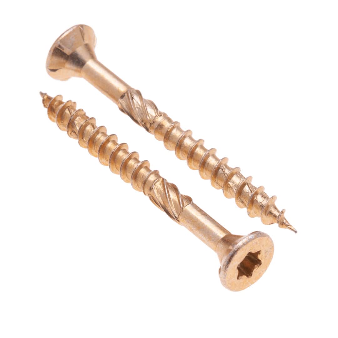 6mm Wood Screws (Pack of 100) Self-Tapping Torx Countersunk Head Decking Thread Screws Yellow Carbon Steel Zinc Plated Multi Purpose Timber Use for Woodwork Fence Deck (6mm x 90mm)