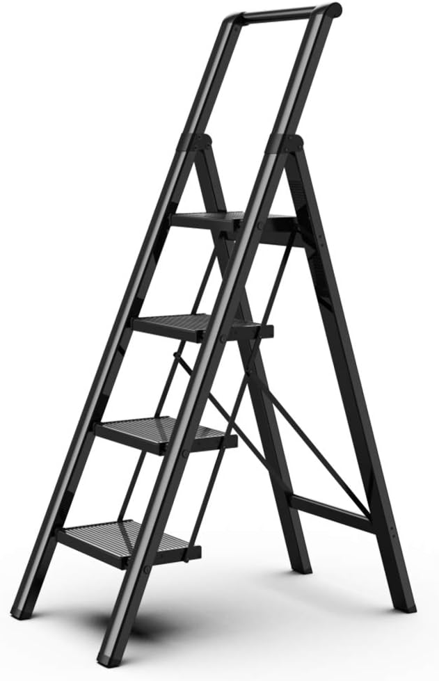 4 Step Ladder,Folding Step Stool with Convenient Handrails for Home,Office,Kitchen, Aluminum Lightweight Foldable Step Stool with Anti-Slip Sturdy Pedal,330 lbs Capacity