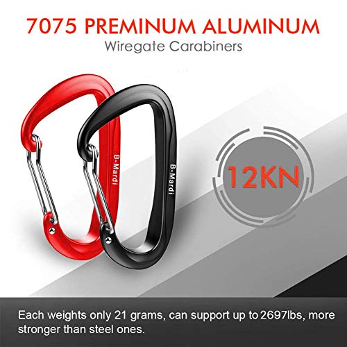 B-Mardi Ultra Sturdy Carabiner Clips,4 Pack, Certified 12KN (2697 lbs) Heavy Duty Caribeaners for Hammocks, Camping,Hiking, Swing, Locking Dog Leash and Harness, Outdoor,Hiking & Utility - Thumbnail 2