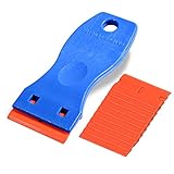 Ehdis 1.5" High Visibility Mini Razor Plastic Double Edged Blade Scraper with 10PCS Plastic Razor Scraper Blades for Scraping Labels and Decals from Glass, Windshields