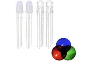 CLEISCRY 100pcs 5mm RGB LED Emitting Diode Micro Indicator Red Green Blue Multicolor Common Anode Cathode DIY PCB Circuit Bulb (5mm Transparent Cathode RGB 100pcs)