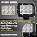TURBO SII 4Pcs 4Inch 18W LED Pods Work Light Spot Beam Super Bright Offroad Driving Fog Lights Waterproof IP67 LED Cubes for Truck Boat ATV UTV 12-24V,1 Year Warranty (4Pcs 18W Flood Light)