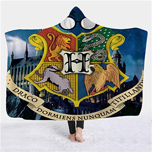 3D Printed Hooded Blanket Anime Soft Fluffy Blankets for Adults Sherpa Fleece Winter Throw Blanket Hoodie Blanket Travel Cloak,Adult 150 x 200 cm,Harry Potter 01