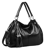 Obosoyo Women's Handbag Genuine Leather Tote Shoulder Bags Soft Hot Black