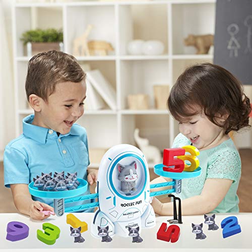 SHANDERBAR Math Educational Toys for 3 4 5 6 Year Old, Preschool Activities Teaching Learning Toys for Kindergarten Toddler 3 4 5 6 Year Olds Boys & Girls (Cat Balance Game)