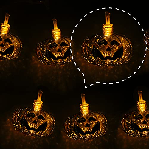 DomeStar Halloween Pumpkin String Lights, 9.8FT 20LED Pumpkin Lights Waterproof Halloween String Lights Flash Holiday Lights for Patio Garden Gate Halloween Outdoor Decor