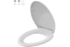 SADALAK Toilet Seat Elongated Soft Close Quick Release Easy Clean Oval Toilet Seat Replacement with Non-Slip Bumpers for Bath