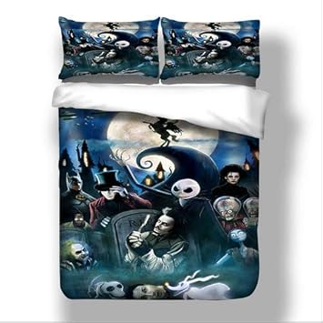 Starfashion Christmas Duvet Cover Set No Comforter Scarecrow Style Nightmare Before Christmas 3pc Bedding Set Duvet Cover With Pillowcase Gift 3d