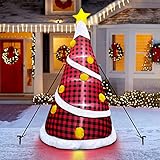 BESTPARTY 6FT Inflatable Christmas Tree Red Gingham