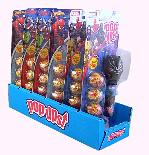 Marvel Character Pop Ups Lollipop Case with Chupa Chups Lollipops, Pack of 6