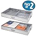 mDesign Soft Fabric Under Bed Storage Organizer Holder Bag for Clothing, Accessories, Linen - Easy-View Top Panel, Attached 2-Way Zippered Lid, Side Handles - 2 Compartments - 2 Pack - Gray