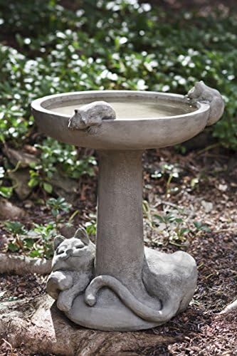 Campania International B-127-GS Catnap Birdbath, Grey Stone Finish