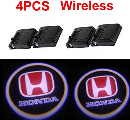 GUANGGU 2 Pcs Wireless Car Door Led Welcome Laser Projector Light Ghost Shadow Light Lamp Logos (for Honda (4 pcs))