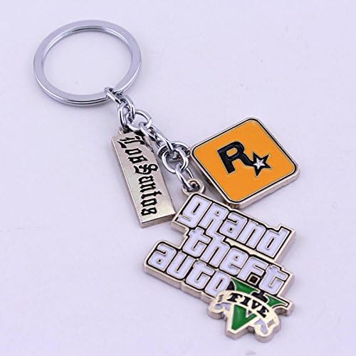Key Chains - Hot Sale Game PS4 GTA V Grand Keychain Theft Auto 5 Keychain Xbox PC Rockstar Keyring for Men Boys Gift Jewelry Llavero for Fans - by YPT - 1 PCs