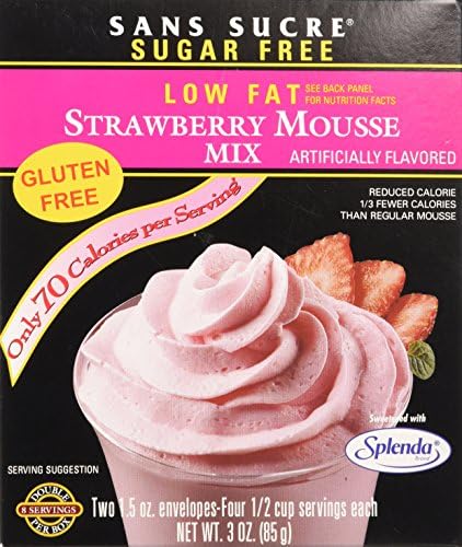 Sans Sucre, No Sugar Added, Strawberry Mousse Mix, Sweetened with Splenda, Pack of One 3 oz box