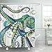 Emvency Shower Curtain Vintage Colorful Fashion Octopus Painting Polyester Fabric 78 X 72 Inches Shower Curtains Waterproof Adjustable Hook Odorless Bathroom