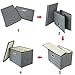 Zonyon Large Storage Box, 17.7’’ Sturdy Collapsible Fabric Storage Bin Container Basket Home Cube Organizer with Removable Lid for Bedroom,Closet,Shelves,Office,Grey,2 Packs