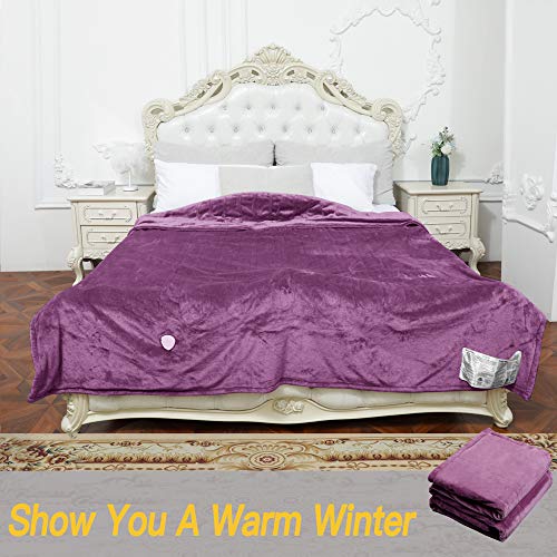 WAPANEUS Heated Blanket Electric Throw 62" x 84"Twin Size with 3