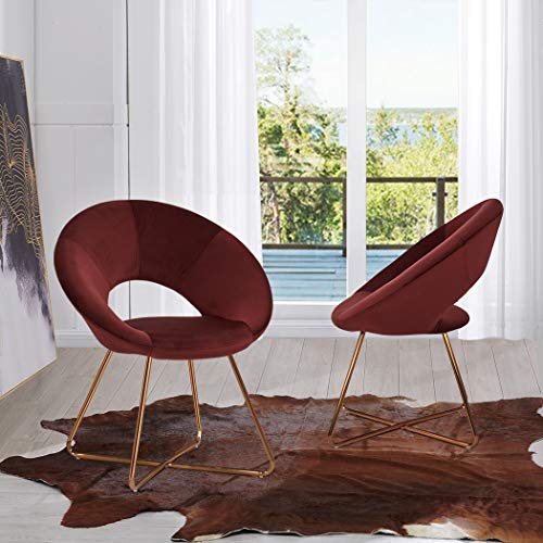 Duhome Velvet Upholstered Chairs For Dining Room Set Of 2 Elegant Design Modern Velvet Accent Side Chairs Metal Legs Red