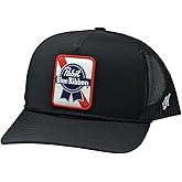 HOOEY Officially Licensed Pabst Blue Ribbon One Size Fits All Adjustable Snapback Hat for Men and Women Mesh Back Trucker Hat